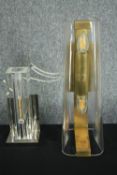 Two glass down lights. H.40cm. (largest)