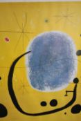 A Jean Miro poster. Framed but missing glass. H.77 W.59cm.