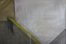 Hans Noordhoff (b.1943). Abstract oil painting on canvas. Signed lower right and dated 2008. Framed.