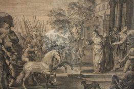An early nineteenth century engraving. A biblical scene with a Latin inscription. Unknown artist.