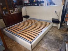A King size bedstead, contemporary Roche Bobois Cherche Midi in hand stitched nubuck leather to take