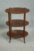 Etagere lamp table, Edwardian mahogany and satinwood inlaid. H.75cm.