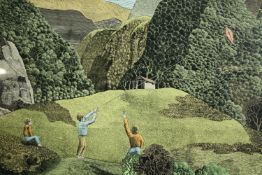 Alfonso Quijano (Colombian b.1927). Print. Children flying a kite. Signed in pencil and numbered
