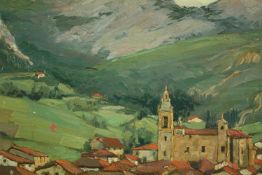 Jesus Lopez Apellaniz (1897-1969). Oil on canvas. An Impressionist style image with heavily