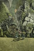 Alfonso Quijano (Colombian b.1927). Print. Children flying a kite. Signed and dated 1982. Marked A.P