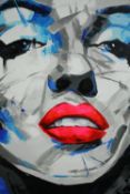 Acrylic on canvas. An abstract portrait study of a woman. Marilyn Monroe. H.121 W.100cm.