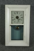 A late 19th century American cased wall clock. H.66 W.39 D.11cm.