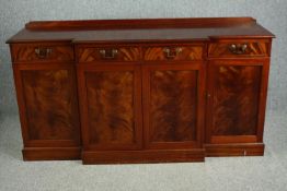 Sideboard, Georgian style breakfront flame mahogany. H.91 W.191 D.44cm.