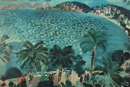 Raoul Duffy. Print. 'A Mediterranean Scene'. In what looks like a much older frame. Lightly faded.