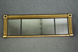 Overmantel mirror, Regency carved giltwood with original triple plate glass. H.52 W.159cm.
