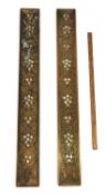 A Tiffany Studios 'Abalone' pattern pair of early 20th century blotter ends. Gilt bronze with inlaid