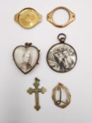 A collection of gold and rolled items, including a 14 carat yellow gold watch case, a rolled gold