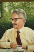 Oil on board, male portrait, unsigned. H.97 W.84cm.