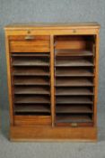 Filing cabinet, late 19th century oak. (Tambour shutter in need of repair). H.120 W.93 D.41cm.