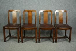 Dining chairs, a set of four mid century oak.