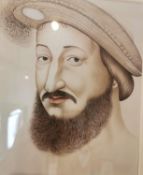 After Jean Clouet, French (1485 - Circa 1541), a framed and glazed 19th century Indian watercolour