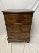 Chest, Georgian style flame mahogany bowfronted. H.72 W.54 D.43cm.