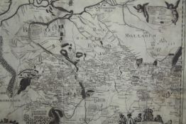 An engraved, framed and glazed map; around Kiev, 19th century. H.55 W.59cm.