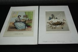 Two 19th century French hand coloured engravings. H.51 W.33cm. (each)