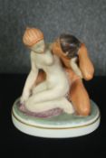Royal Copenhagen, figure group of a couple embracing by Gerhard Henning with impressed and painted