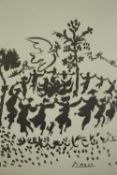 A framed and glazed poster print, Long Live Peace by Picasso. H.78 W.60cm.