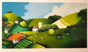 Kevin Safe (b.1967), oil on board, 'Somerset Cricket Match', signed and dated 2012. Label verso. H.