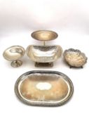 A collection of silver items, including a foliate motif pierced Tazza by Charles Westwood & Sons,