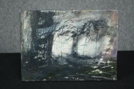 STOT21stCplanB (Harry Adams), oil and caustic paint on board: Birds and Beasts over the Tate. H.23