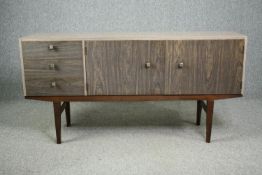 Sideboard, 1960's vintage composite laminate. H.77 W.153 D.39cm.