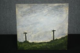 STOT21stCplanB (Harry Adams), oil and caustic paint on board: Just Thieves. H.29 W.31cm.