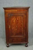 Corner cupboard, Georgian oak floor standing. H.130 W.84 D.48cm.