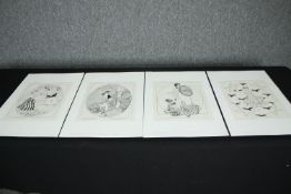 A set of four Art Deco fashion prints. H.51 W.33cm. (each)