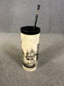 A 19th century bone inlaid swordstick and an umbrella stand. H.60 Dia.24cm.