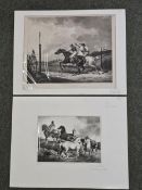 Two 19th century unframed lithographs. H.60 W.80cm.