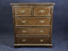 Chest of drawers, 19th century style Indian teak. H.121 L.101 D.56cm.