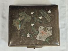 An early 20th century Japanese lacquered and painted cigarette case/purse. Painted with figures