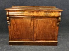 Chiffonier, 19th century mahogany with inset leather top. H.92 W.122 D.52cm. (Back rail is loose).