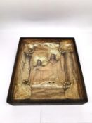 A large 18th/19th century Continental religious icon with Gold metal highly detailed oclad around