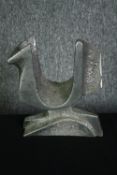 An abstract figure group in aluminium. H.23cm.