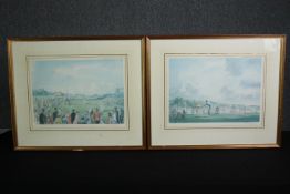 A pair of limited edition prints, 19th century tennis tournaments, signed and numbered Chris