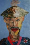 A mixed media portrait study, signed Richard Osmond, framed and glazed. H.67 W.54cm.