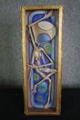 A painted relief work in glazed case, label to the reverse; Faery of the Goldon Casket, Henry