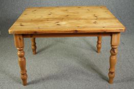 Kitchen table, Victorian style pine. H.78 W.125 W.114cm.