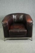 Armchair, Italy 1985, De Pas, D'Urbino and Lomazzi for Zanotta, Onda chair, chrome and leather. H.