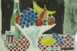 A framed and glazed limited edition lithograph, still life, indistinctly signed and numbered in
