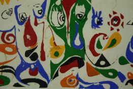 A framed and glazed limited edition screenprint, polychrome composition, signed indistinctly,