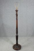 Standard lamp, vintage carved mahogany. H.164cm.