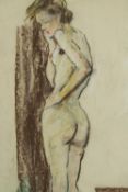 A framed and glazed pastel nude study. H.80 W.61cm.