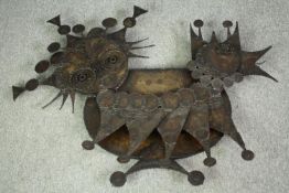 A mid century Brutalist style metal wall sculpture. Henrick Horst H.84 W.100cm.
