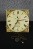 A Georgian painted dial longcase clock movement. H.31 W.31 D.14cm.